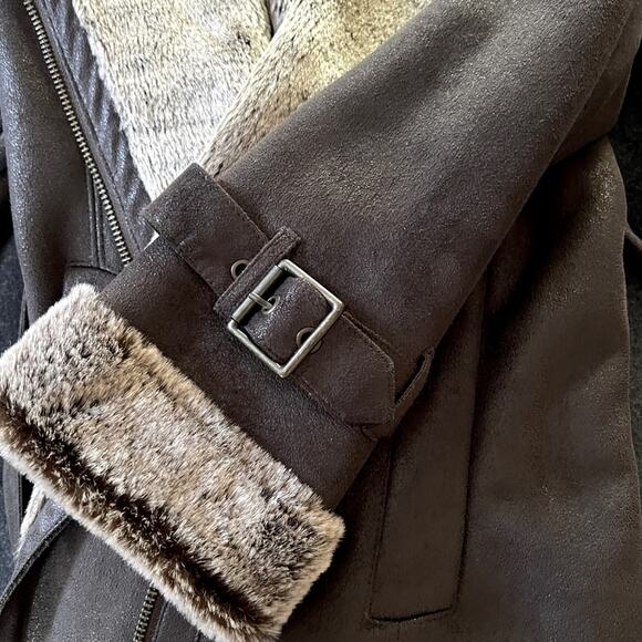 Marc New York Belted suede jacket with faux fur lining - Picture 3 of 7